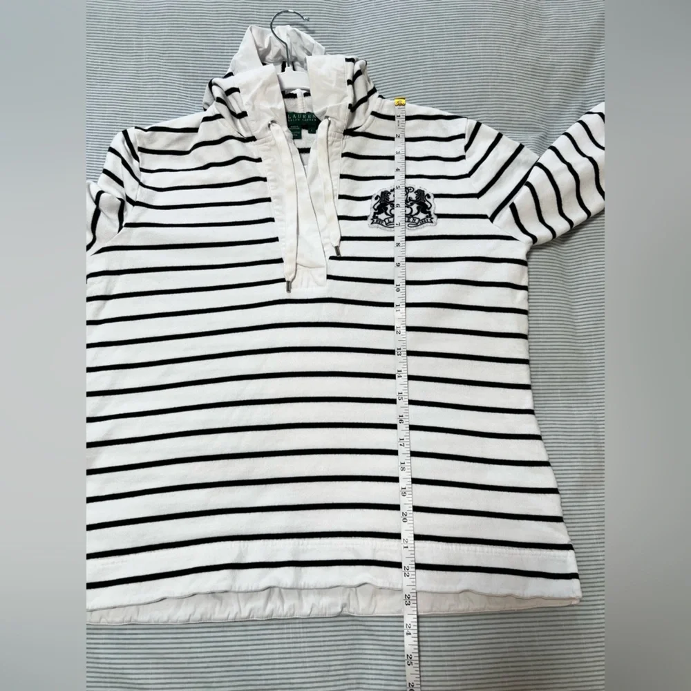 Ralph Lauren White & Black Striped Hooded Pullover - Picture 13 of 13